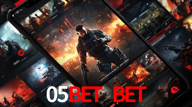 Tela de um celular exibindo uma galeria de jogos de tiro com temática militar, mostrando a variedade de e-sports disponíveis para apostas na plataforma de entretenimento 05bet bet.