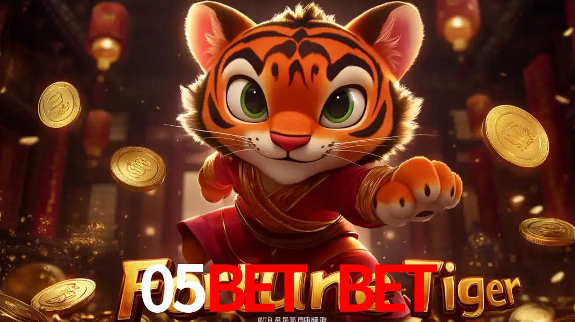 O carismático mascote do jogo de slot Fortune Tiger, um tigre fofo em pose de artes marciais, pronto para trazer sorte e multiplicadores de ganhos no cassino online 05bet bet.