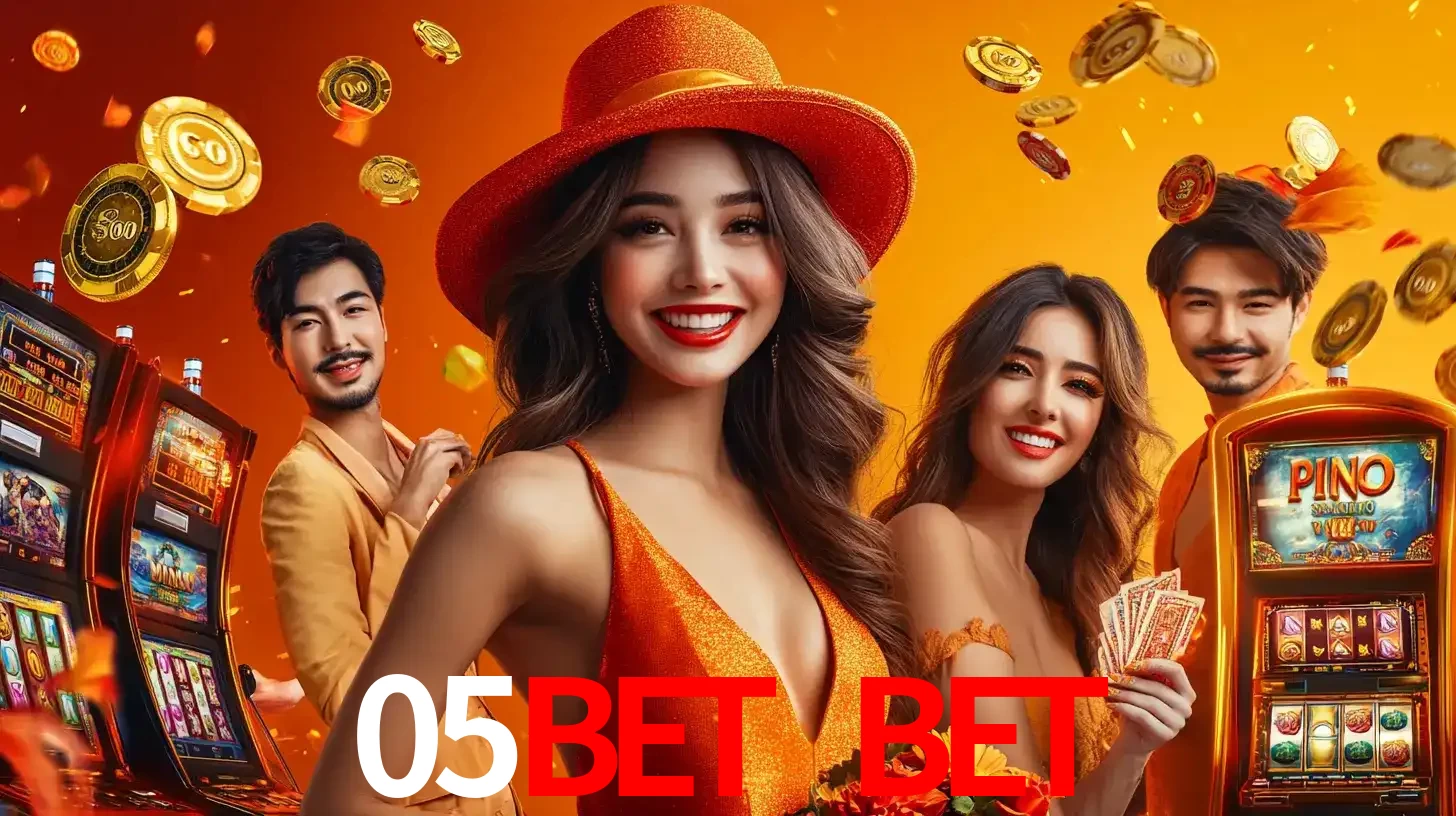 Grupo de amigos asiáticos sorrindo e se divertindo com máquinas de caça-níqueis em um ambiente festivo, celebrando suas vitórias nos jogos de cassino do 05bet bet.