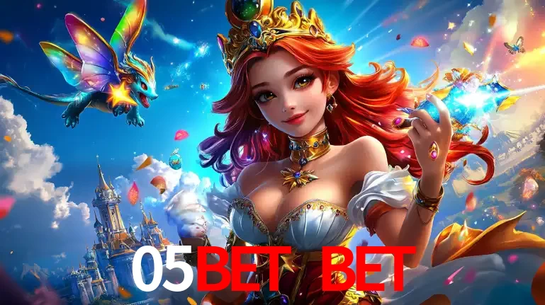 A princesa de um reino de fantasia mágico, com seu pequeno dragão, apresentando um mundo de prêmios encantados nos jogos de caça-níqueis do cassino 05bet bet.