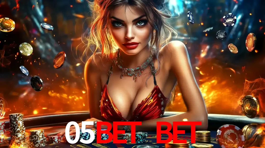 Mulher em uma mesa de cassino com pilhas de fichas e um fundo de fogo, pronta para uma rodada de altas apostas nos jogos de mesa emocionantes do cassino 05bet bet.